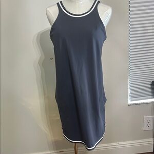 Blue Vuori Volley Tank Dress with pockets and built in bra.